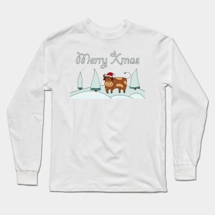 Merry Christmas. merry christmas gifts. Happy New Year greeting. Zodiac bull christmas. Symbol of the new year 2021. Year of the bull. Illustration bull. Long Sleeve T-Shirt